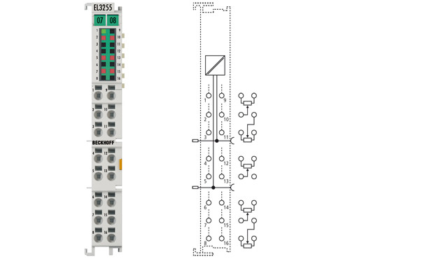 EL3255 | HD EtherCAT Terminal, 5-channel input, potentiometer measurement with sensor supply - фото 1 - id-p101664123