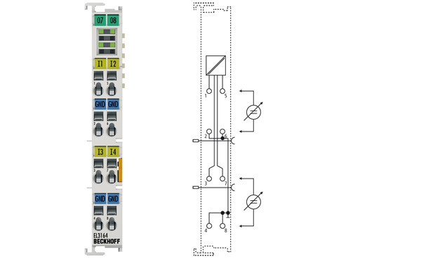 EL3164 | 4-channel analog input terminal 0…10 V, single-ended, 16 bit