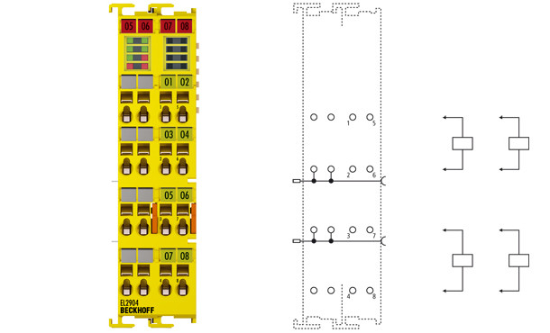 EL2904 | 4-channel digital output terminal, TwinSAFE, 24 V DC