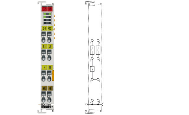 EL2622-0010 | 2-channel relay output terminal 230 V AC, 5 A, make contacts, no power contacts, contact-protecting switching of LED lamps