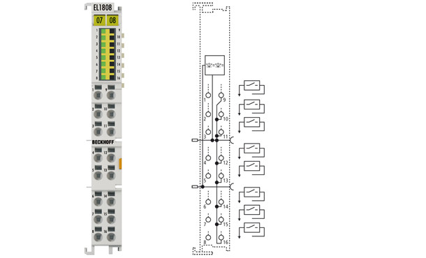 EL1808 | HD EtherCAT Terminal, 8-channel digital input 24 V DC, 2-wire connection - фото 1 - id-p101664246