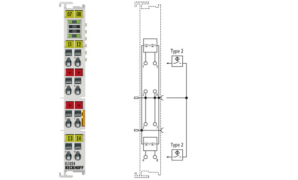 EL1024 | 4-channel digital input terminal 24 V DC for type 2 sensors - фото 1 - id-p101664274