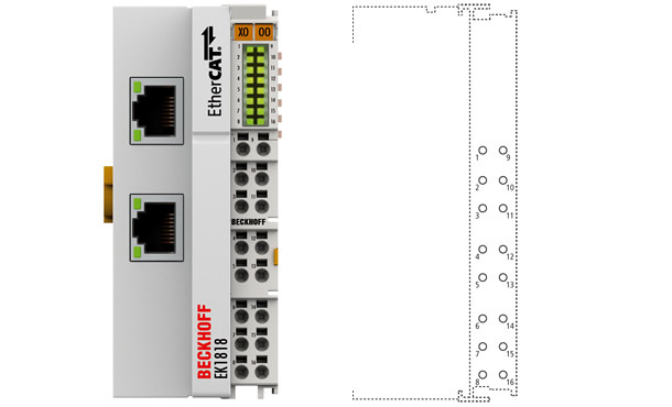 EK1818 | EtherCAT Coupler with integrated digital inputs/outputs - фото 1 - id-p101664291