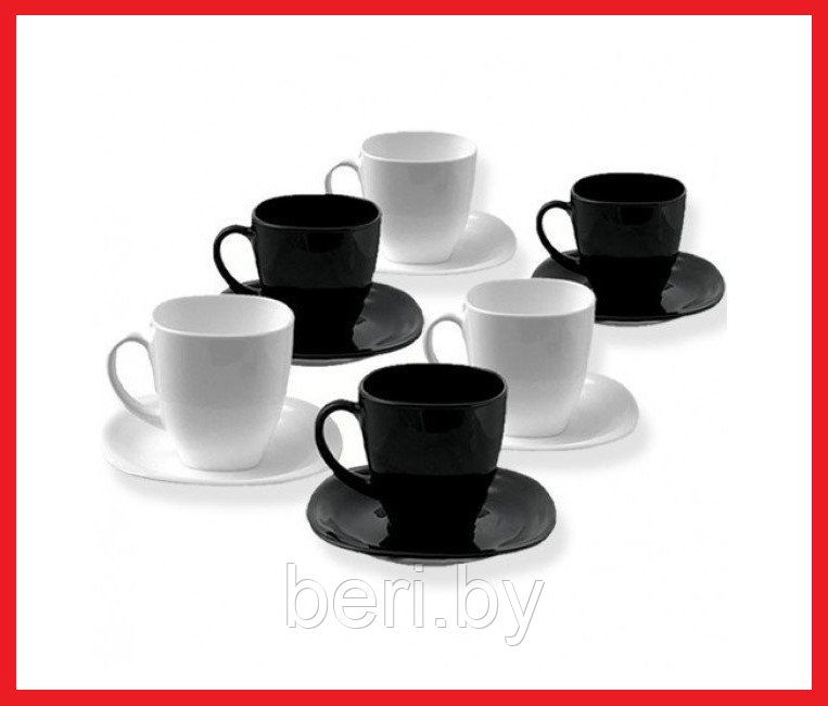 D2371 Чайный сервиз, набор Luminarc Carine Black/White, 12 предметов, 6 персон - фото 1 - id-p101609116