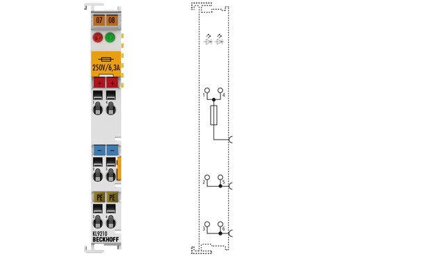 KL9210 | Potential supply terminal, 24 V DC, with diagnostics and fuse, фото 2