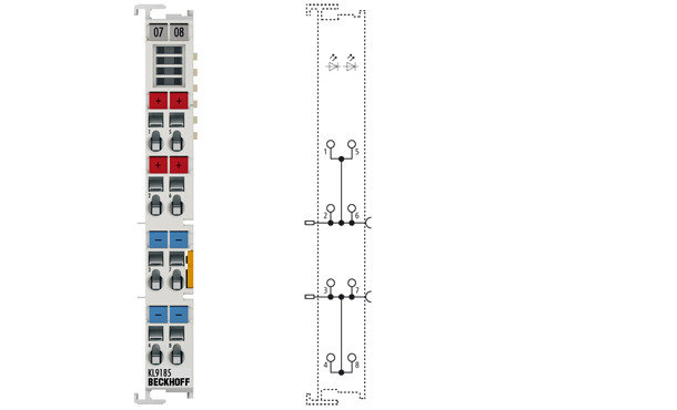 KL9185 | Potential distribution terminal, 4 terminal points at 2 power contacts, фото 2