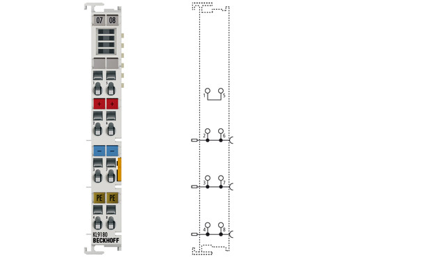 KL9180 | Potential distribution terminal, 2 terminal points per power contact