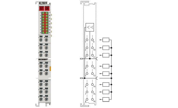 KL2809 | HD Bus Terminal, 16-channel digital output 24 V DC