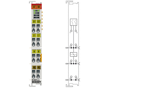 KL2602-0010 | 2-channel relay output terminal 230 V AC, 5 A, make contacts, contact-protecting switching of LED lamps