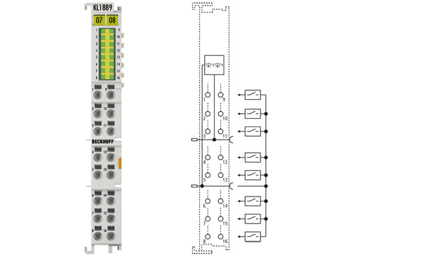 KL1889 | HD Bus Terminal, 16-channel digital input 24 V DC, 0 V (ground) switching