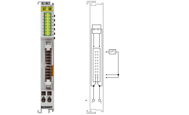 KL1862-0010 | 16-channel digital input terminal 24 V DC, type 3, negative switching, flat-ribbon cable connection