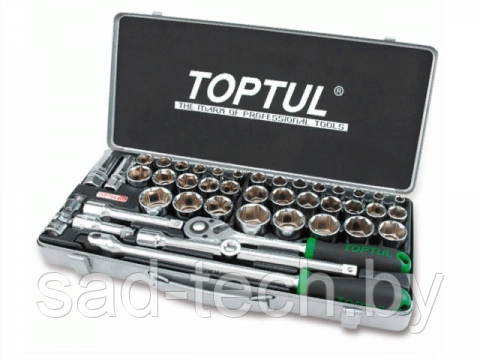 Набор головок 1/2" 8-32мм 43предм. 6гр. метал.кейс GCAD4303 TOPTUL, фото 2