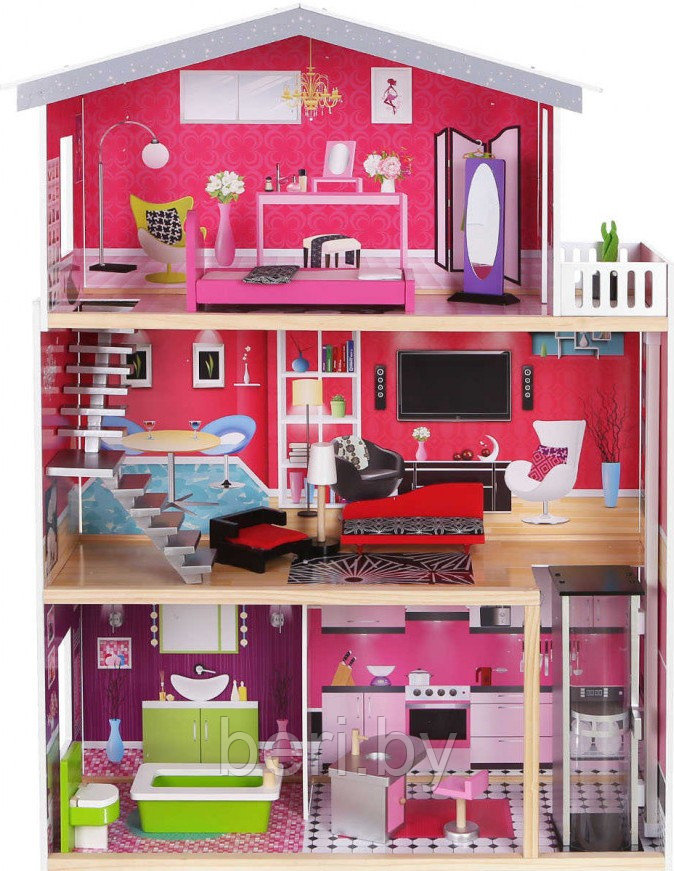 4118 Дом для кукол деревянный, кукольный домик с мебелью ECO TOYS Malibu - фото 2 - id-p101749673