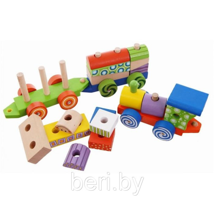 2009 Поезд, паровозик, поезд с кубиками, деревянный поезд, набор с кубиками, ECO TOYS - фото 2 - id-p101750915