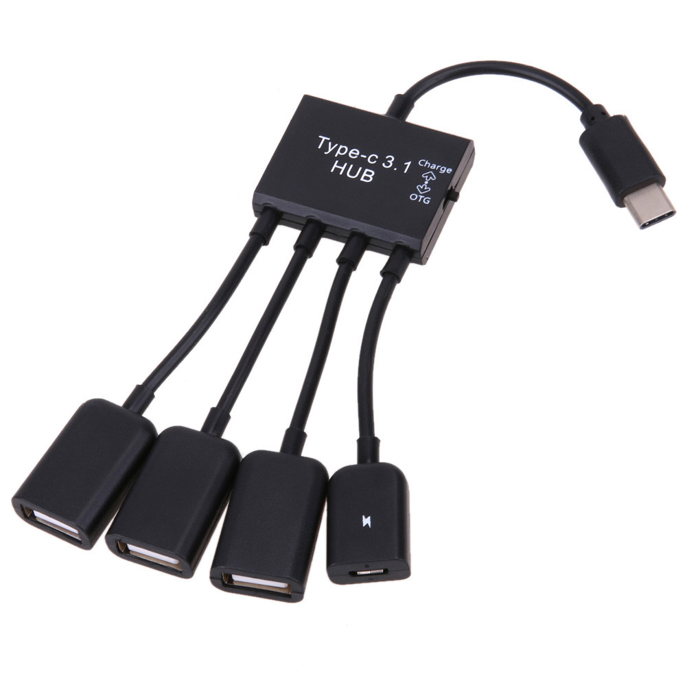 Переходник OTG Type-C - 3xUSB 2.0+MicroUSB разъём (для зарядки)