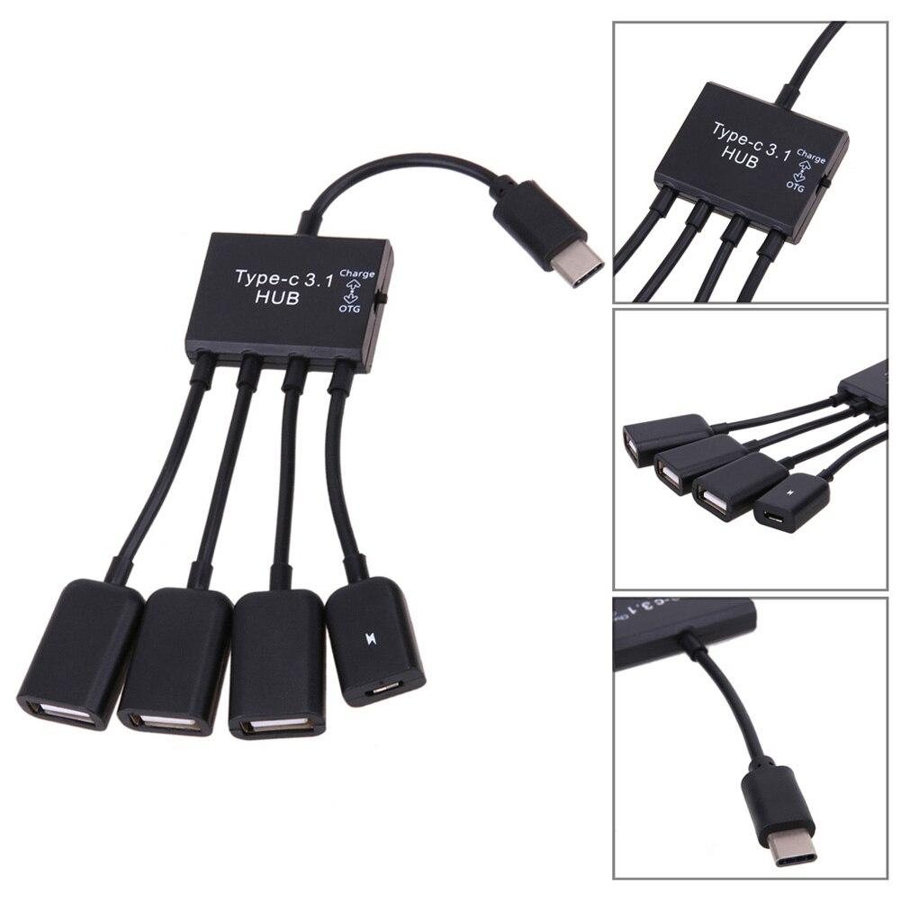 Переходник OTG Type-C - 3xUSB 2.0+MicroUSB разъём (для зарядки) - фото 3 - id-p101755850