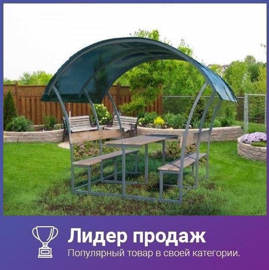 Беседка из поликарбоната Астра, длина 2 метра, мангал в ПОДАРОК