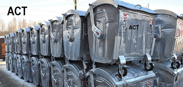 Евроконтейнер для мусора 1,1 м3 1100 литров оцинкованный на колесах контейнер - фото 3 - id-p101776688