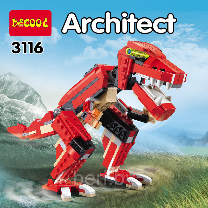 3116 Конструктор Decool "Динозавр" Трансформер, 3 в 1, 374 детали - фото 3 - id-p101777725