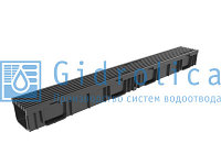 Комплект Gidrolica Light: лоток водоотводный ЛВ -10.11,5.9,5 - пластиковый с решеткой РВ- 10.11.50 пластиковой