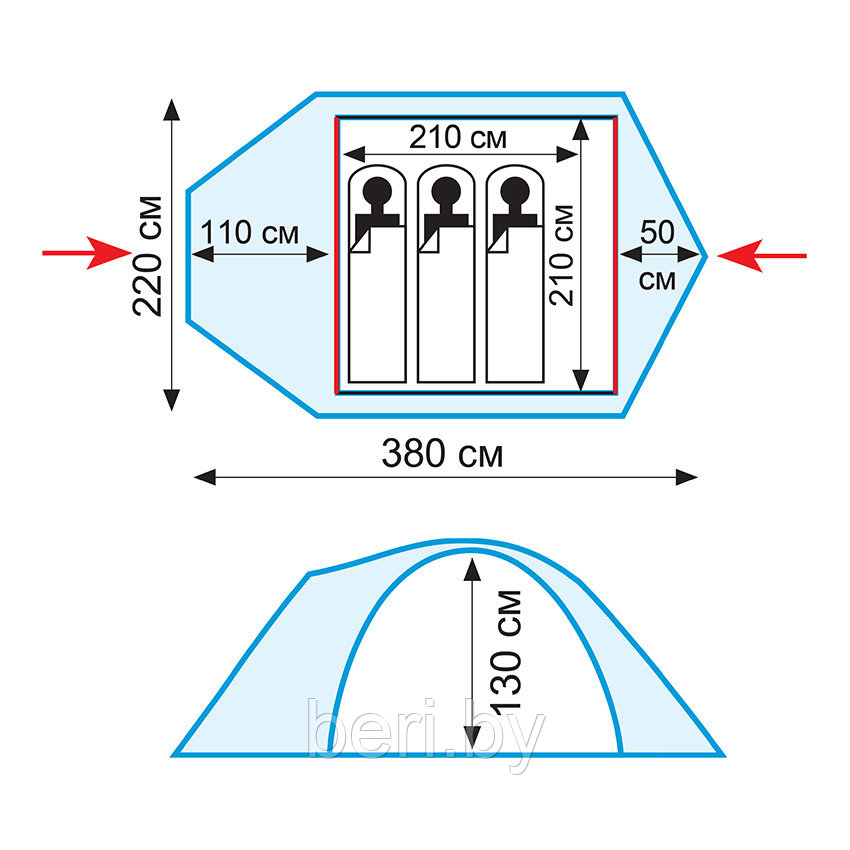 TRT-23 Tramp Трехместная палатка MOUNTAIN 3 (V2) - фото 6 - id-p101872218