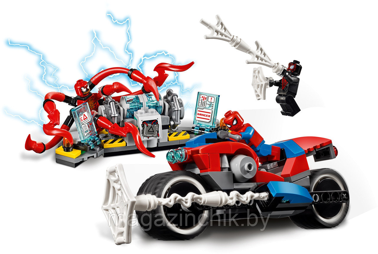 Конструктор Человек-паук: Спасательная операция на мотоцикле, Bela 11186, аналог Лего Марвел 76113 - фото 4 - id-p101876043