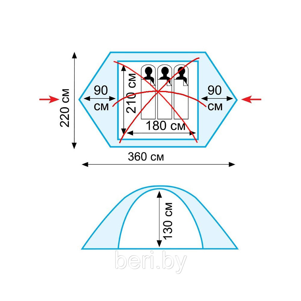 TRT-54 Tramp Трехместная палатка Nishe 3 (V2) - фото 4 - id-p101880698