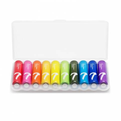 Батарейки Xiaomi Zi7 Rainbow AAA Batteries (LR03, Alkaline) 10шт + пластиковый бокс - фото 2 - id-p101885834