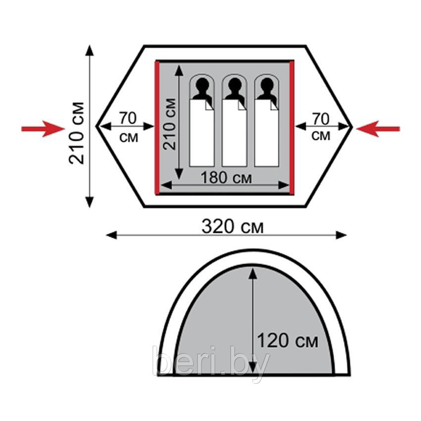 TRT-56 Tramp трехместная палатка SCOUT 3 (V2) - фото 4 - id-p101887884