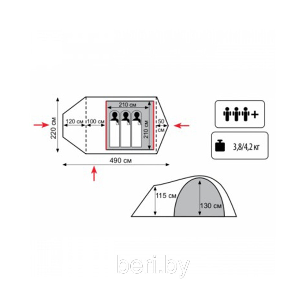 TLT-024 Палатка 3-х местная Tramp Lite Twister 3 - фото 2 - id-p101888958