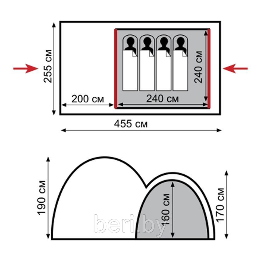 TRT-88 Tramp четырехместная палатка SPHINX (V2) - фото 2 - id-p101889364
