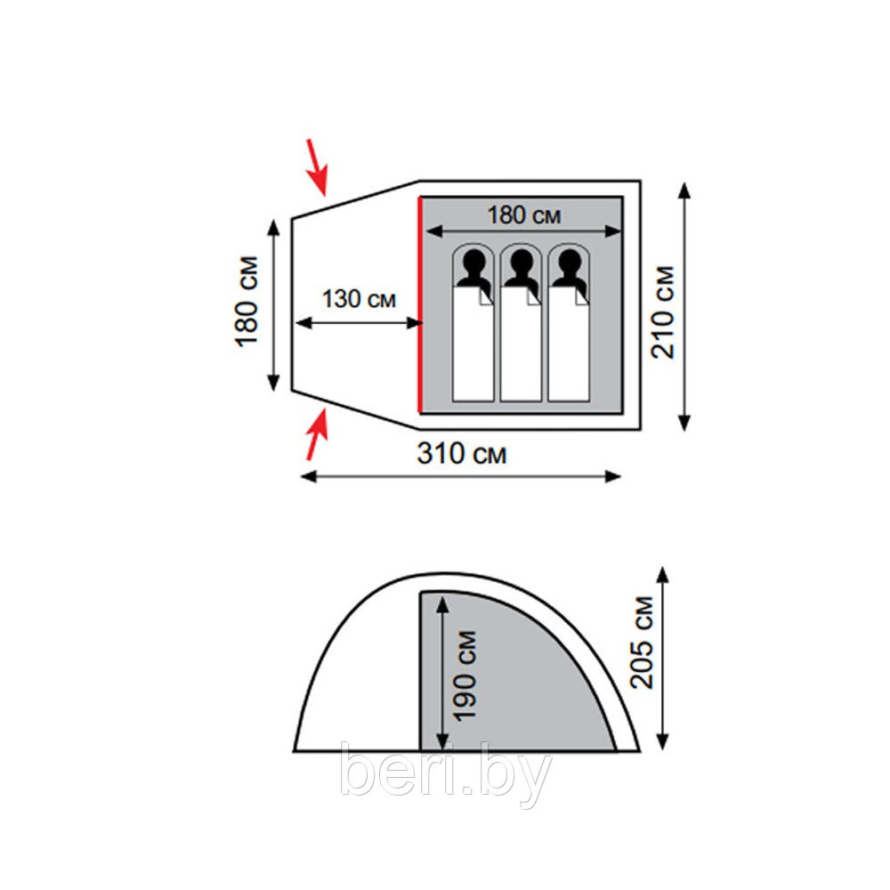 TTT-023 Палатка 3-х местная Totem Apache 3 V2 - фото 2 - id-p101889887