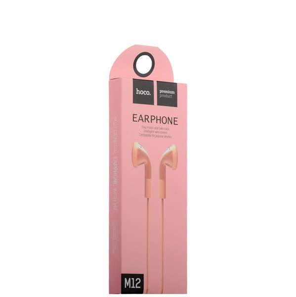 Наушники Hoco M12 Flat Ear Universal Earphones with mic (1.2 м) с микрофоном Rose gold