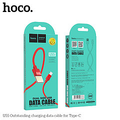 Дата-кабель Hoco U55 Type-C (1.2 м, двусторонний USB-штекер, 2.4A) цвет: красный