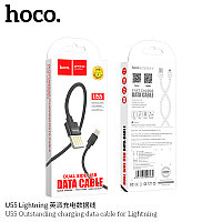 Дата-кабель Hoco U55 Lightning (1.2 м, двусторонний USB-штекер, 2.4A) цвет: чёрный