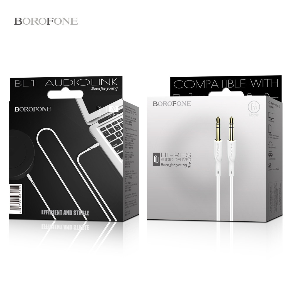 Акустический кабель BOROFONE BL1 jack (M) - jack(M) 3.5mm (1.0 м) цвет: белый