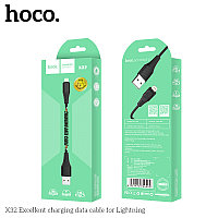 Дата-кабель Hoco X32 Lightning (1.0 м., износоустойчивый, тисненый, 2.0A) цвет: черный