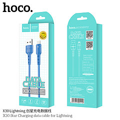 Дата-кабель Hoco X30 Lightning (1.2 м., индикатор вкл., 2.0A) цвет: синий