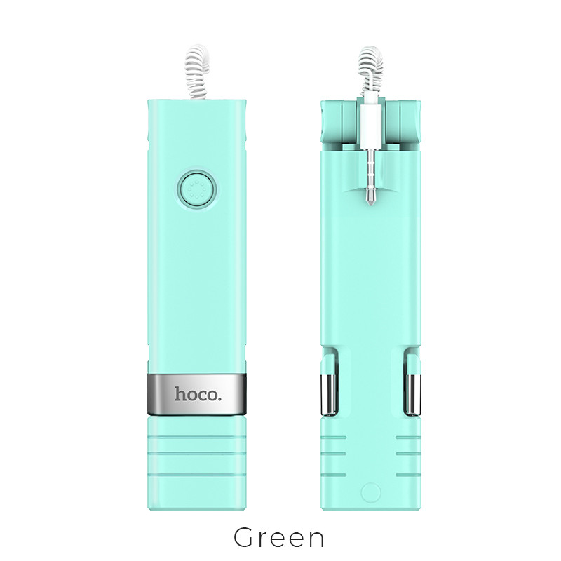 Монопод для селфи HOCO K3 Beauty Wire Controllable Selfie stick (0.65 м) 3.5"-7" Green Зеленый - фото 1 - id-p47324737