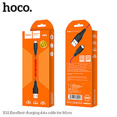 Дата-кабель Hoco X32 Micro (1.0 м., износоустойчивый, тисненый, 2.0A) цвет: красный