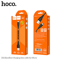 Дата-кабель Hoco X32 Micro (1.0 м., износоустойчивый, тисненый, 2.0A) цвет: черный