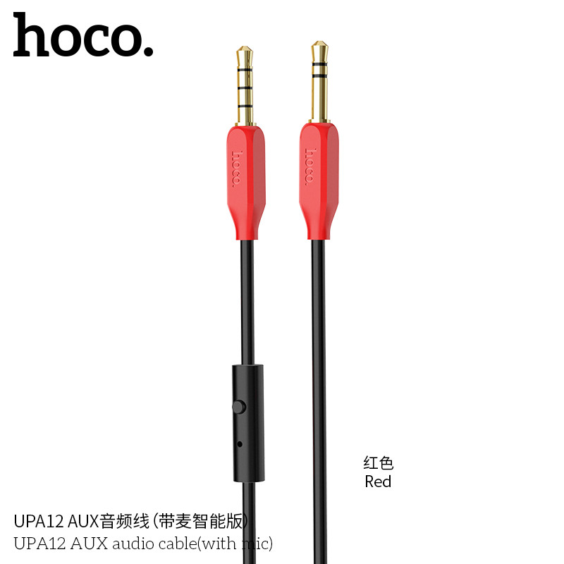 Акустический кабель Hoco UPA12 AUX jack (M) - jack(M) 3.5mm (1.0 м)с микрофоном цвет: красный - фото 1 - id-p61098119