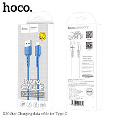 Дата-кабель Hoco X30 Type-C (1.2 м., индикатор вкл., 2.0A) цвет: синий