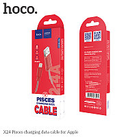 Дата-кабель Hoco X24 Lightning (1.2 м) Красный