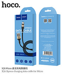 Дата-кабель Hoco X26 MicroUSB (1.2 м.) цвет: черный-золото