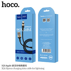 Дата-кабель Hoco X26 Lightning (1.2 м.) цвет: черный-золото