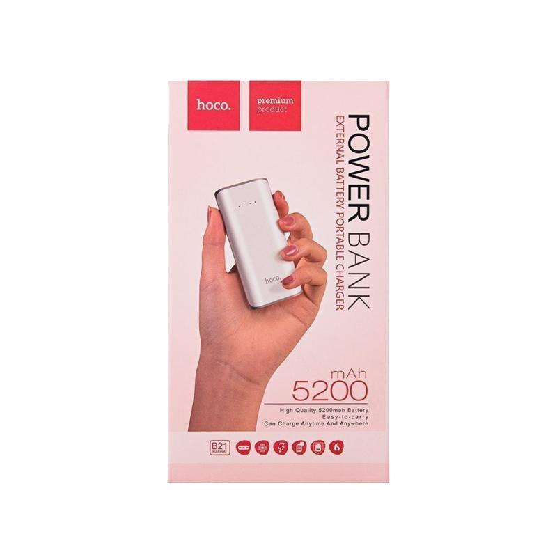 Внешний аккумулятор универсальный Hoco B21-5200 mAh Tiny Concave pattern Power bank белый - фото 1 - id-p78683045