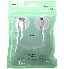 Дата-кабель Hoco X13 Easy charged MicroUSB (1.0м) White