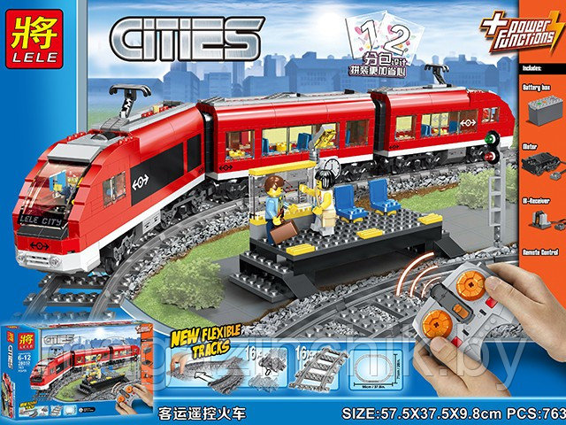 Конструктор Красный пассажирский поезд, на управлении, Lele 28032 аналог Лего 7938