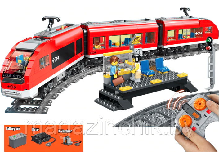 Конструктор Красный пассажирский поезд, на управлении, Lele 28032 аналог Лего 7938 - фото 4 - id-p101896910